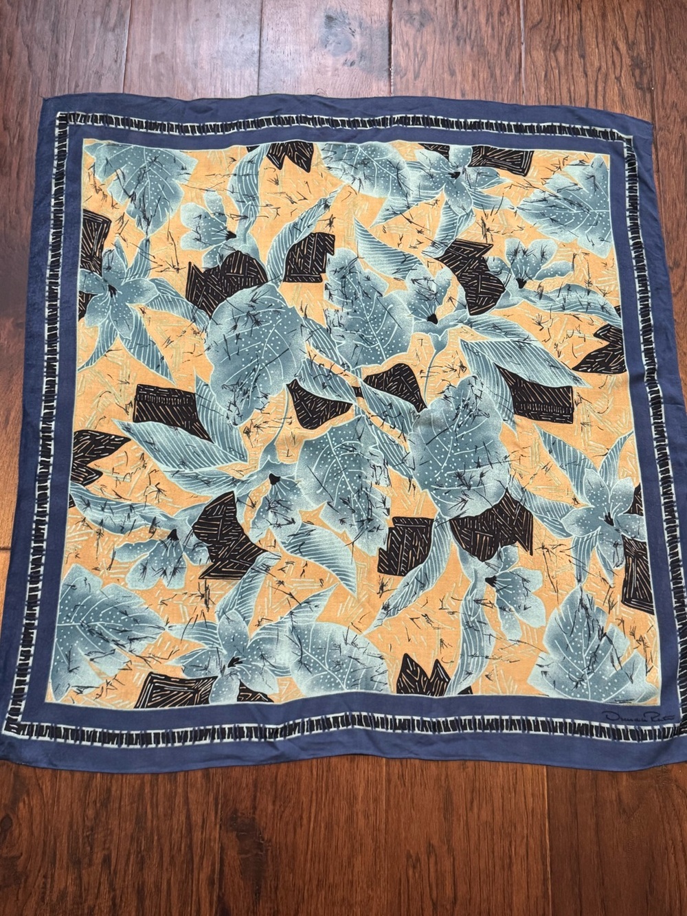 Vintage Oscar de la Renta square tropical scarf